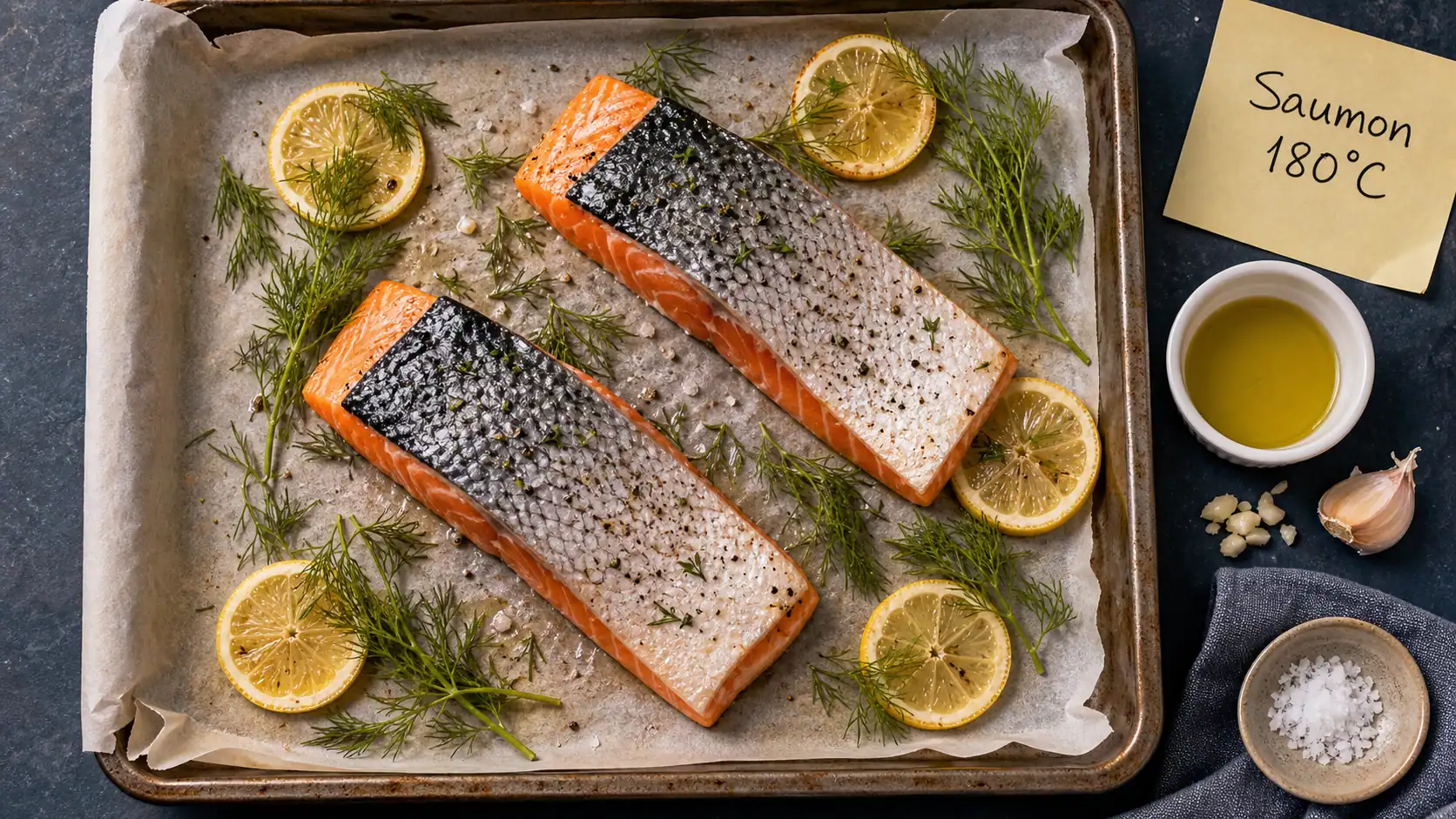Meilleure recette de saumon au four : saumon nacré au four, citron et aneth