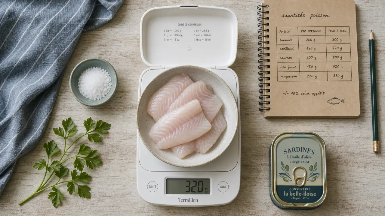Combien de gramme de poisson par personne : repères de portions