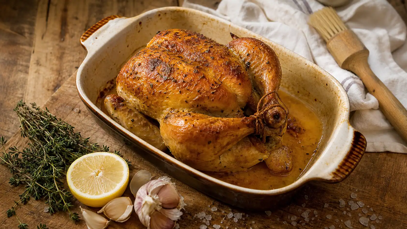 Comment cuire du poulet au four sans le dessécher : poulet rôti doré