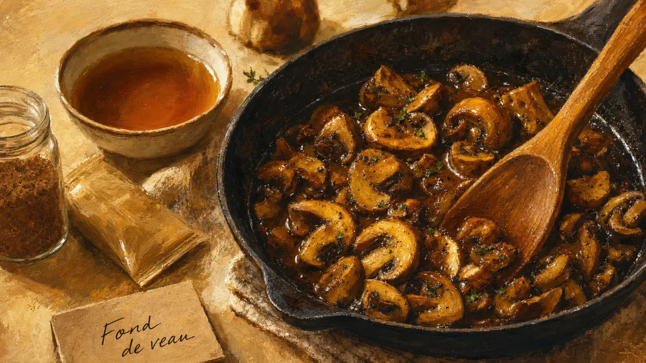 Comment utiliser le fond de veau : sauce brune sur champignons, dosage et cuisson