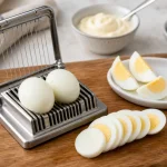 Coupe oeuf dur inox : rondelles et quartiers d’œuf dur nets