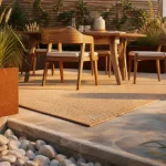 deco pour terrasse : coin repas extérieur avec lumière douce