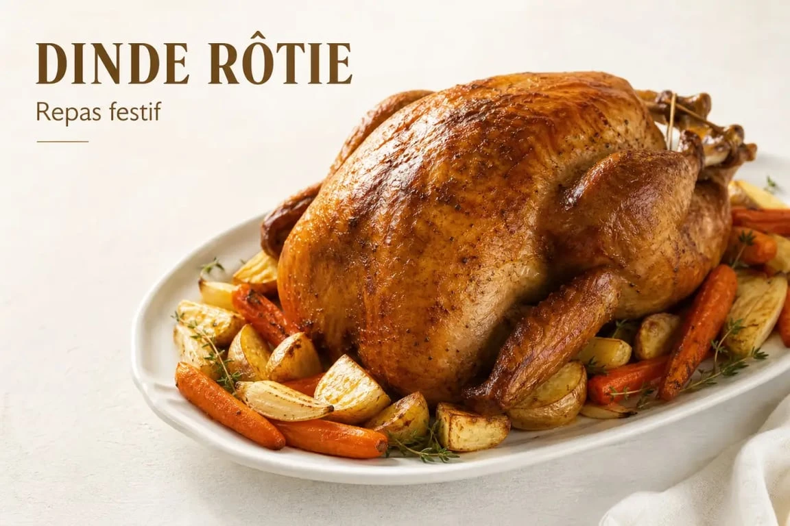 Meilleur recette de dinde au four : dinde rôtie dorée et moelleuse sur plat de service