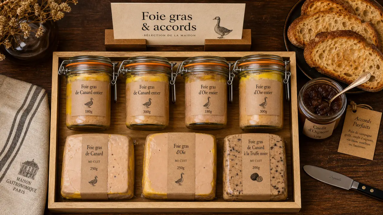 Foie gras épicerie fine paris : bocaux et blocs de canard et oie