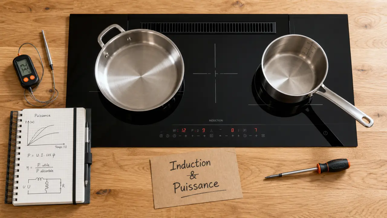 Meilleure cuisinière à induction sur plan de travail, vue de dessus, induction & puissance
