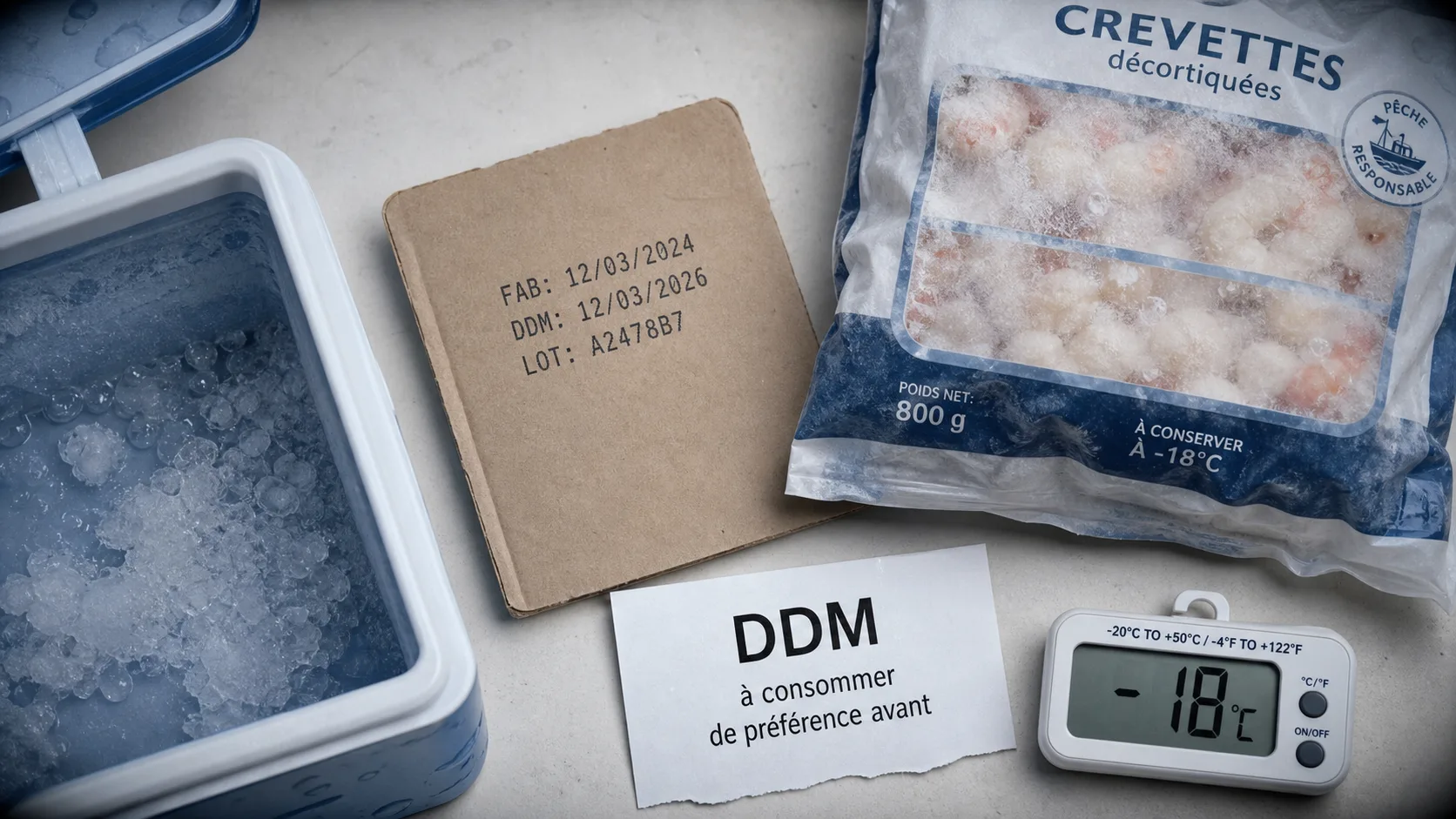 Peut-on consommer un produit congele perime : DLC, DDM et chaîne du froid, thermomètre -18°C