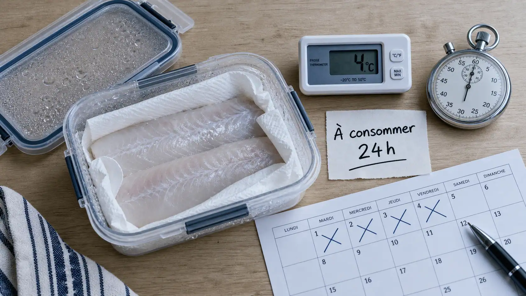 Produit décongelé combien de temps au frigo : 4°C
