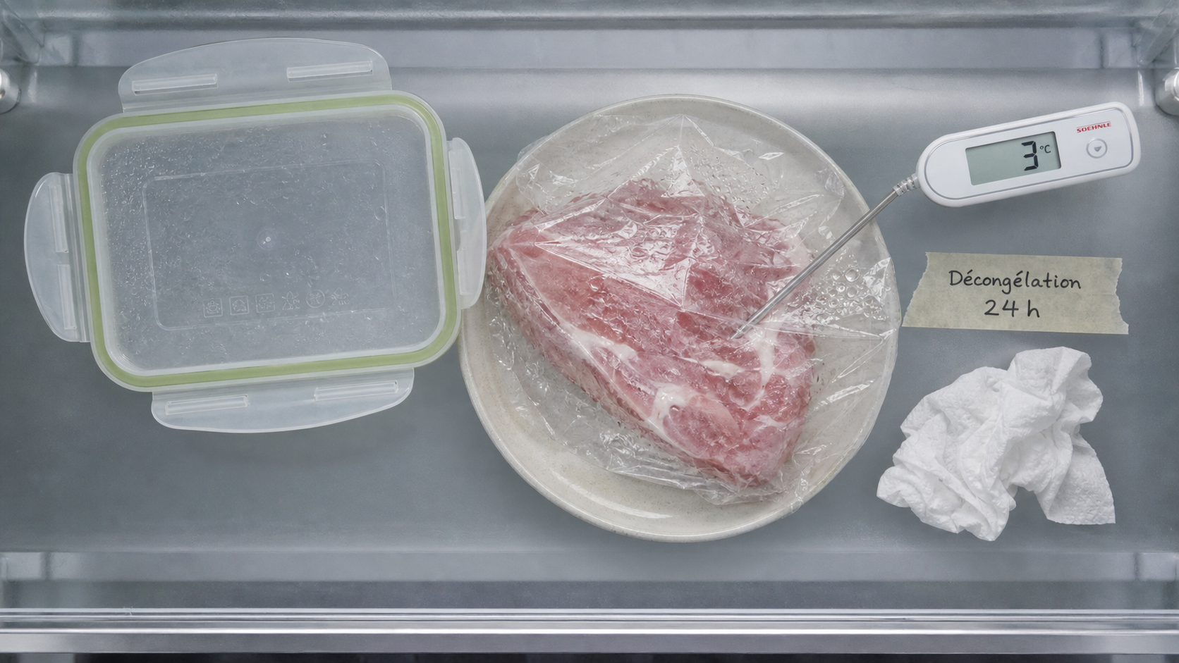 Viande décongelé : 24h au frigo pour la hachée, 3°C