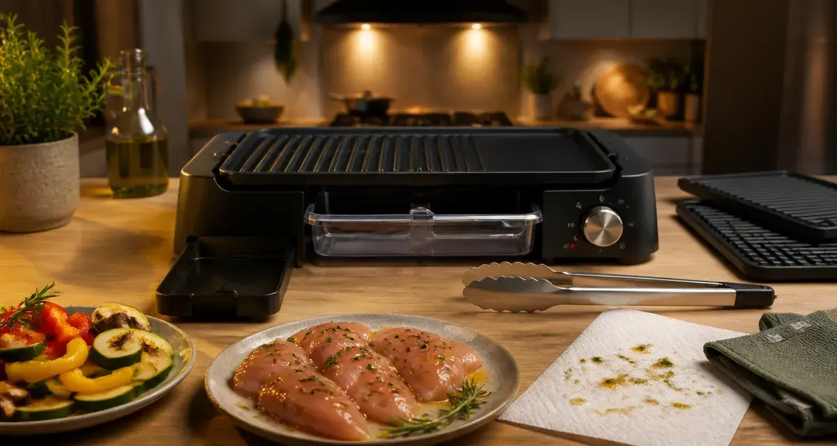 Barbecue interieur avec bac à eau : moins de fumée en cuisine