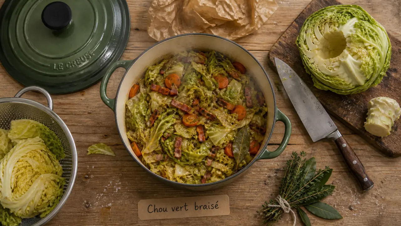 Cuisson du chou vert : chou vert braisé fondant, vapeur légère