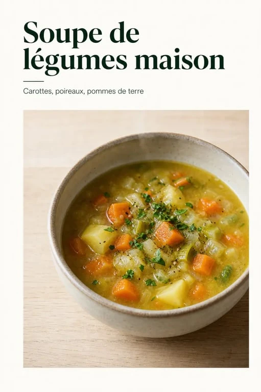 Soupe de légumes maison dans un bol, recette soupe de legumes épaisse et réconfortante