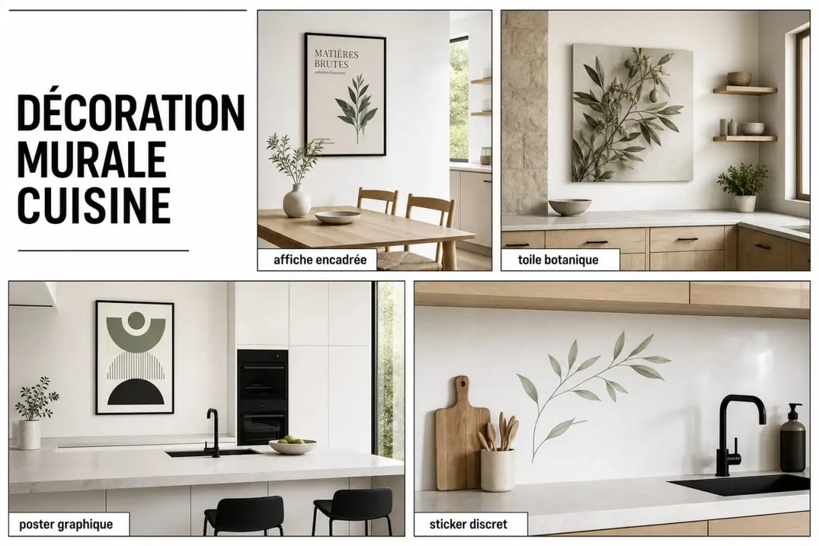 Décoration murale cuisine : exemples d’affiches, toiles et stickers adaptés à différents styles de cuisine