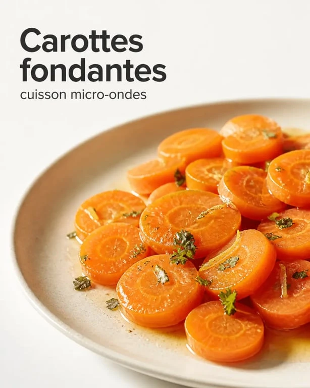 Carotte au micro onde servie en accompagnement, avec beurre, citron et persil