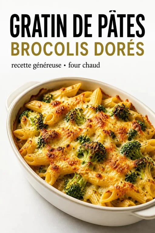 Recette gratin pate brocolis dans un plat doré et fondant, prêt à servir