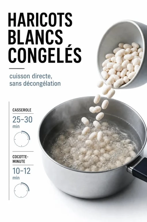 Cuisson haricots blancs congelés en casserole, sans décongélation préalable