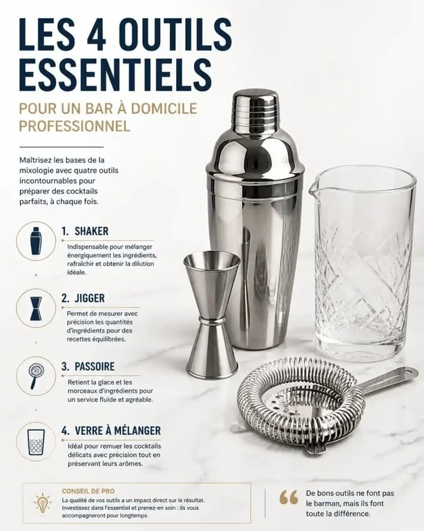Équipement essentiel pour la mixologie au bar à la maison