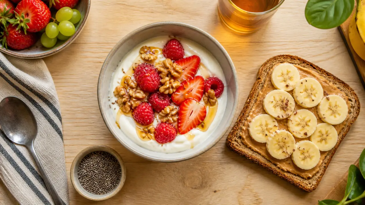 Idée petit déjeuner : bol de yaourt grec et tartine à préparer la veille