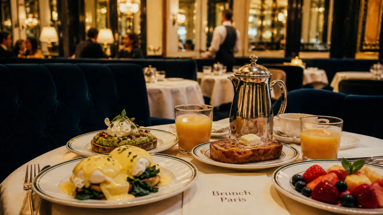 Meilleur brunch sur paris : table de brunch parisien avec œufs et toast