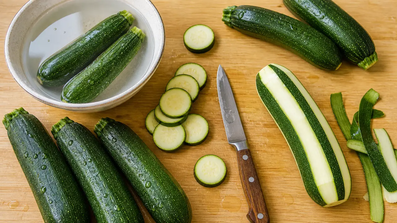 peut on manger la peau des courgettes : courgettes avec peau fine, prêtes à cuisiner