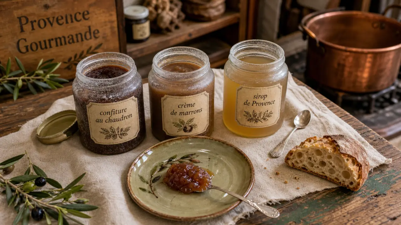 Provence gourmande produits du terroir à Cuers : bocaux de confiture au chaudron