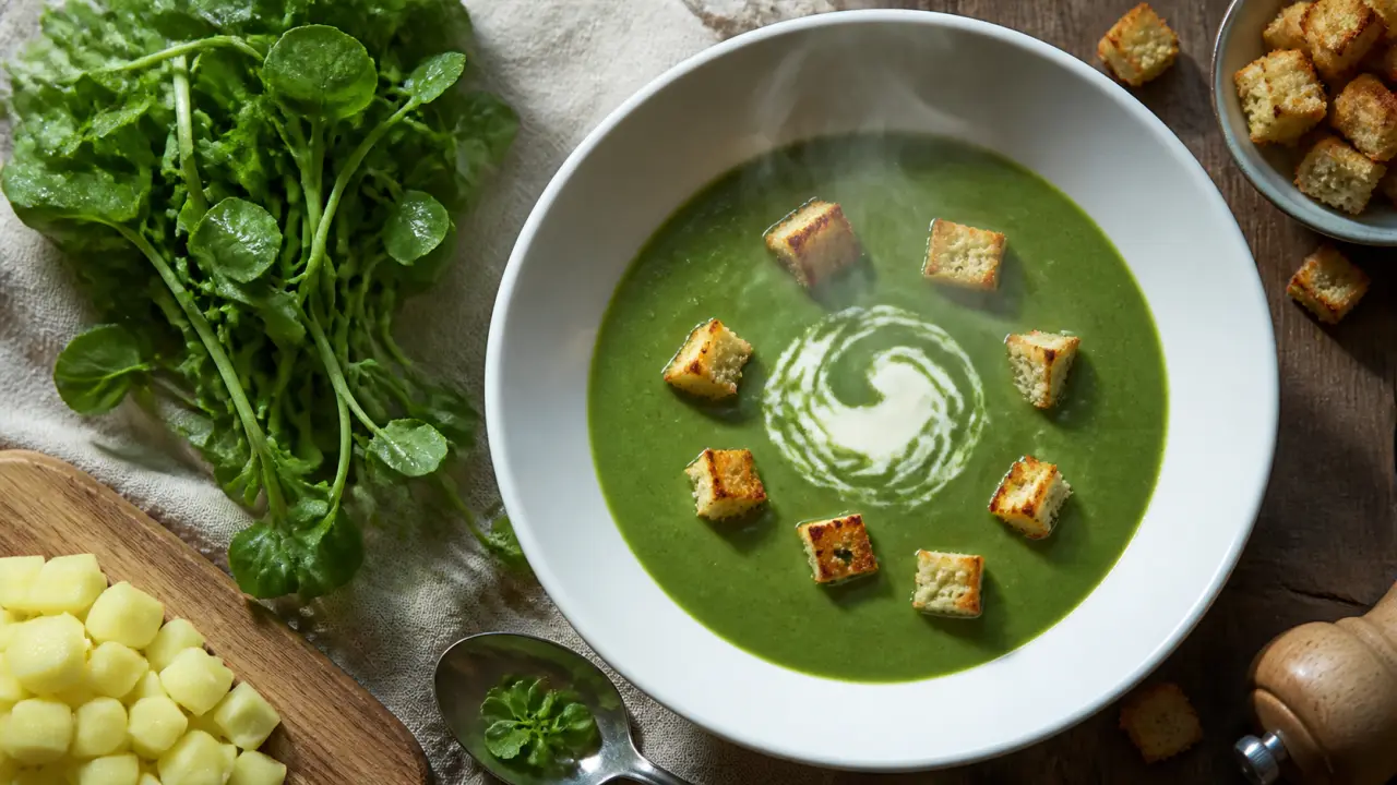 Recette de la soupe au cresson : velouté aux pommes de terre