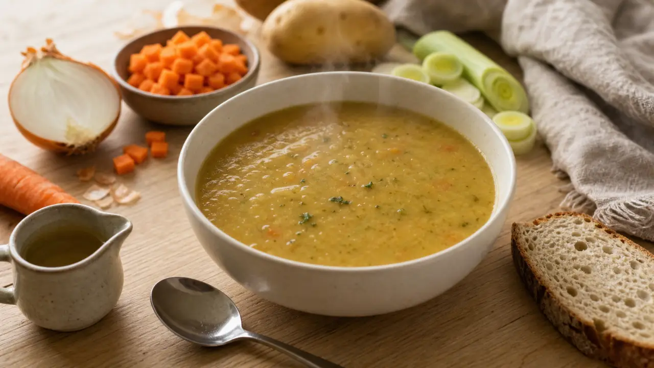Soupe de legumes maison veloutée dans un bol