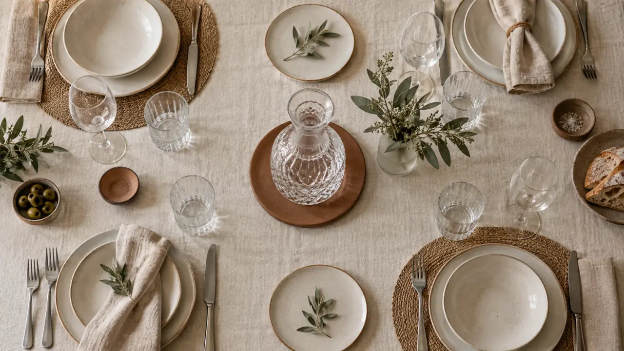 Art de la table vaisselle : assiettes, verres et couverts assortis