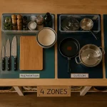 Comment organiser la cuisine : zones sur le plan de travail