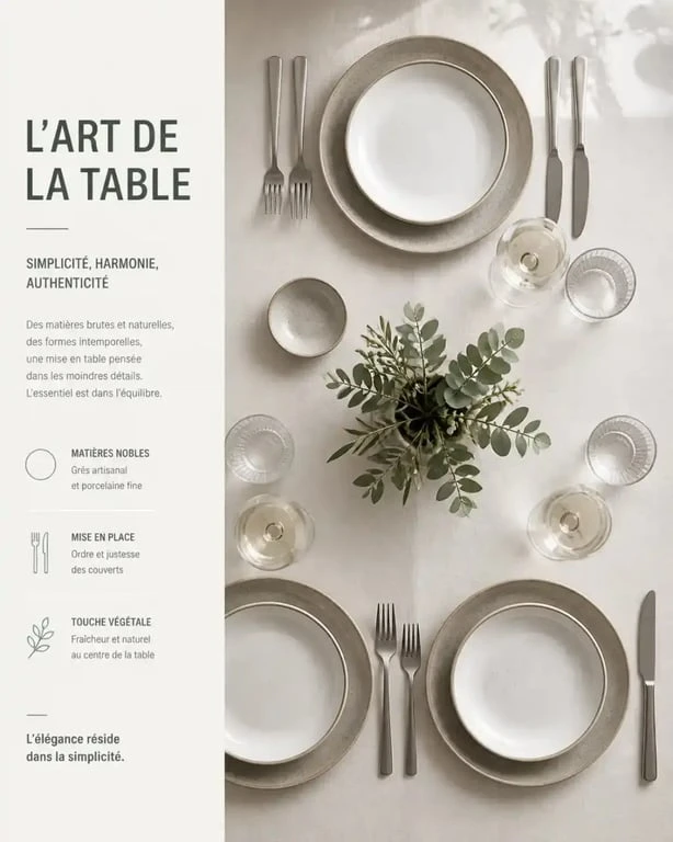 Table dressée avec vaisselle et art de la table vaisselle harmonisée