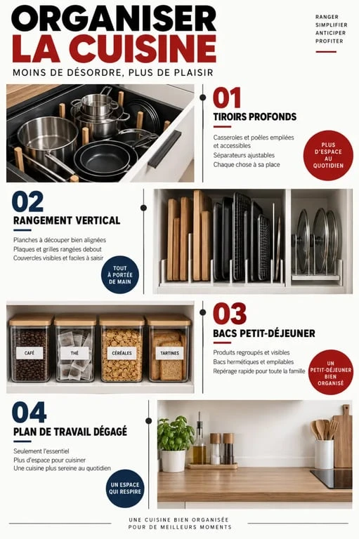 Exemples de rangements pour mieux comprendre comment organiser la cuisine au quotidien