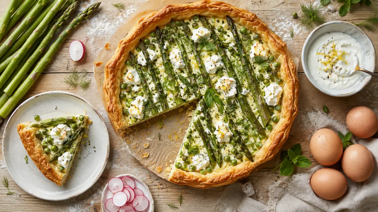 Idées repas mai : tarte salée asperges et petits pois