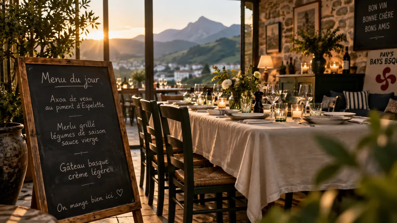Les bon restaurant à dancharia voir les menus : menu sur ardoise dans un restaurant basque