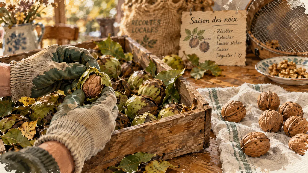 Noix saison : récolte et séchage des noix fraîches ou sèches