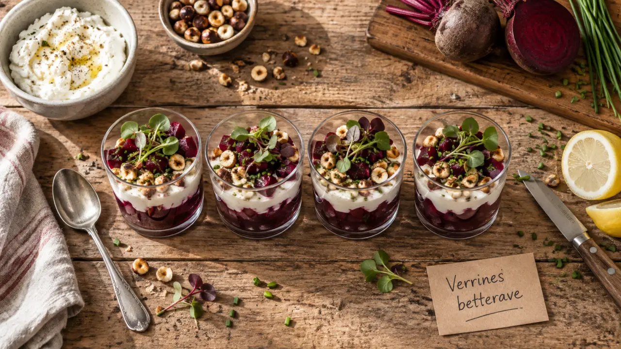 Recettes entrées simples et originales : verrines betterave prêtes en 30 minutes