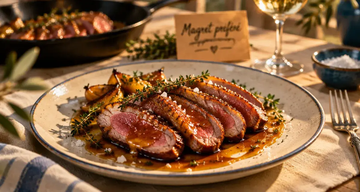 Le plat preferer des francais : magret de canard rosé, sauce miel-vinaigre