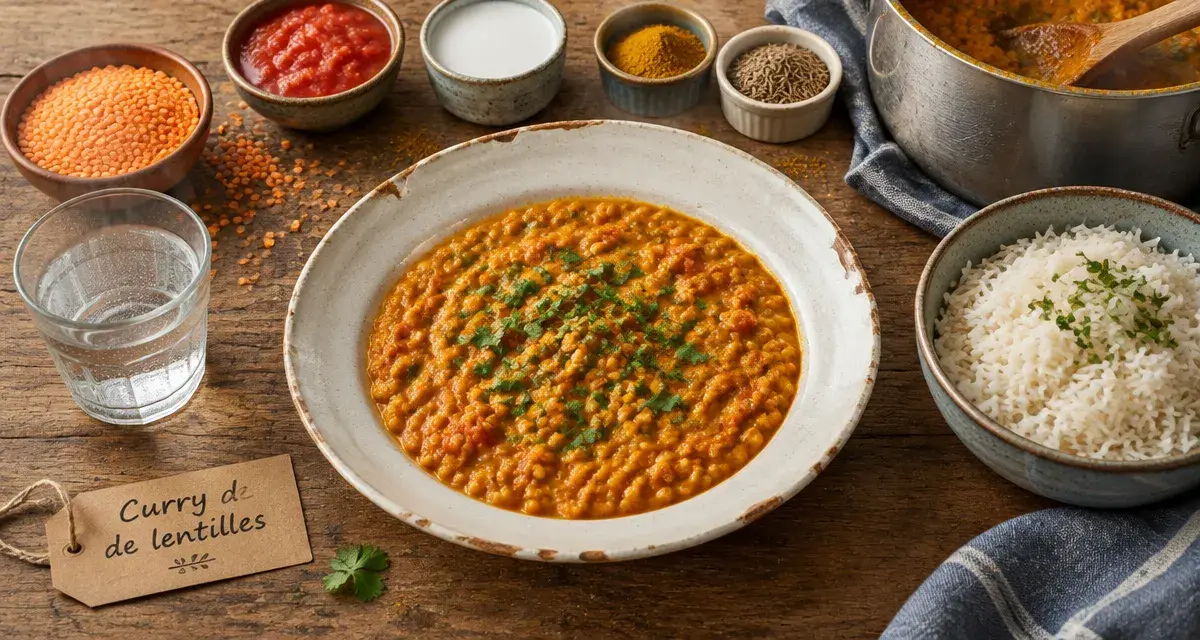 Lentilles corail recette simple : curry crémeux aux tomates et lait de coco