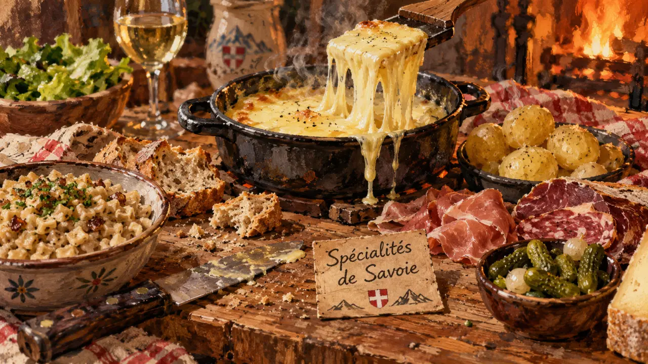 Spécialités Savoie : raclette, fromages et caquelon fumant
